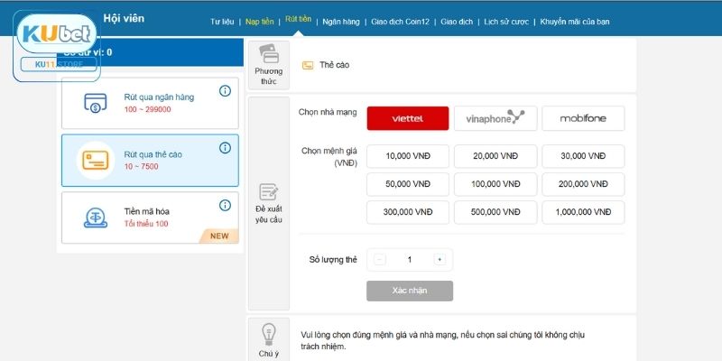 Ku11 Store Chi tiết các thao tác nạp tiền Kubet11 cực an toàn