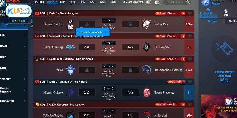 Ku Esports - Tận Hưởng Những Kèo Cược Giải Trí Thú Vị Nhất Sơ lược về sảnh Ku ESports tại nhà cái